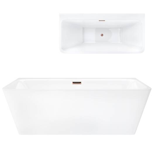 Freestanding wall-mounted bathtub Corsan ISEO 170 X 79 cm with a wide edge and Copper / Rose Gold finishes