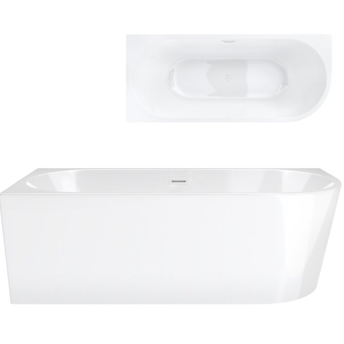Corsan INTERO 170 x 73 free-standing corner bathtub Left-hand installation Click-clack plug White