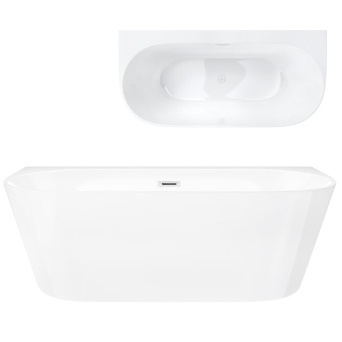 Freestanding wall-mounted bathtub Corsan MONO 170 x 80 cm with a wide edge and White finishes