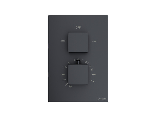 Prysznicowa bateria podtynkowa z boxem montażowym Corsan CMT01BL czarna z termostatem