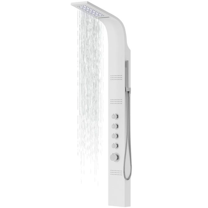 Panel prysznicowy Corsan LED KASKADA Mieszacz Biel Deszczownica LED